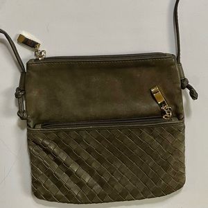 Scuola del Cuoio Firenze Italian Dark Green Leather Purse Pouch Crossbody Bag